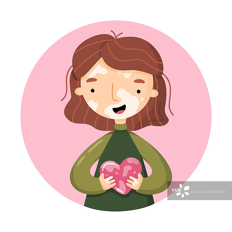 患有白癜风的可爱卡通女孩图片素材