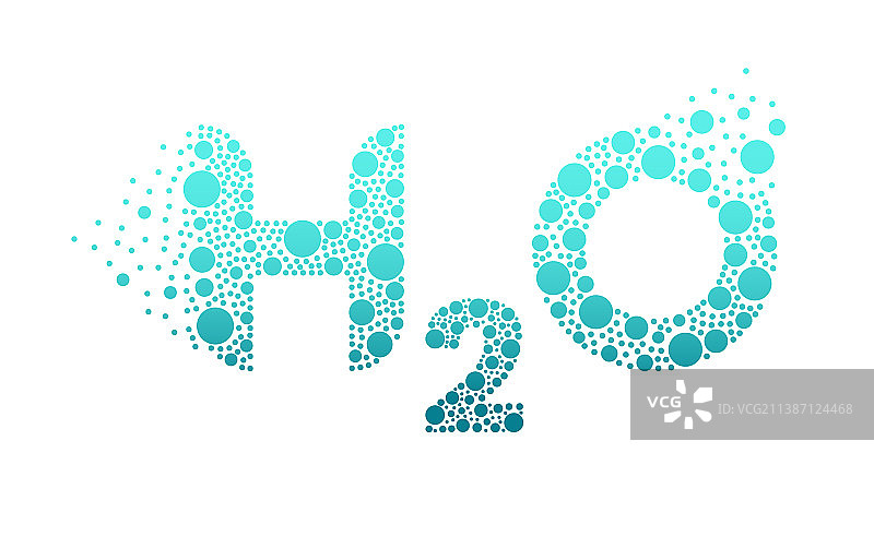 蓝色背景上的H2O水分子Logo概念图片素材