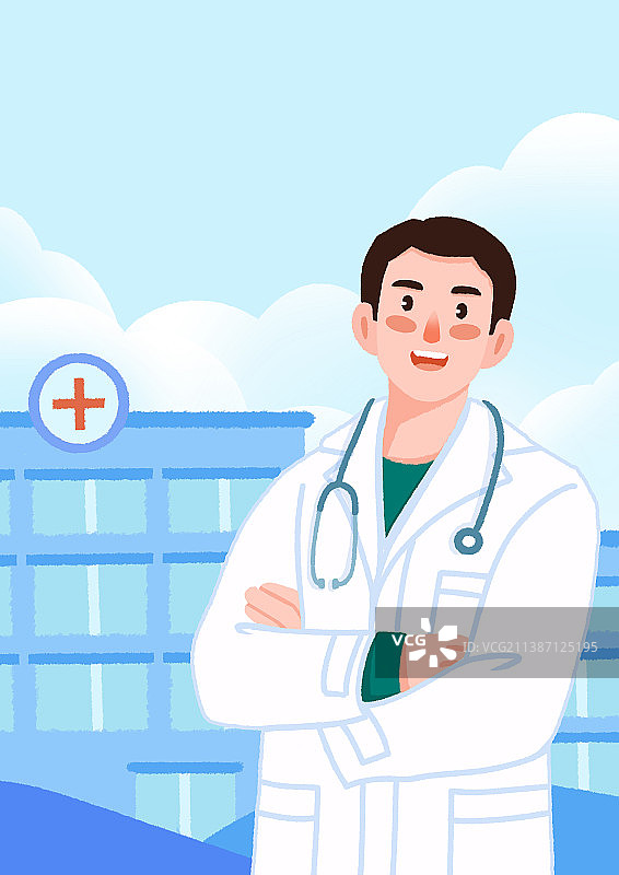 医生站在医院里的画像图片素材