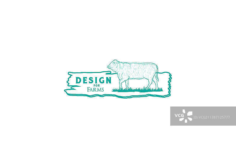 复古手绘奶牛公牛安格斯牛图案图片素材