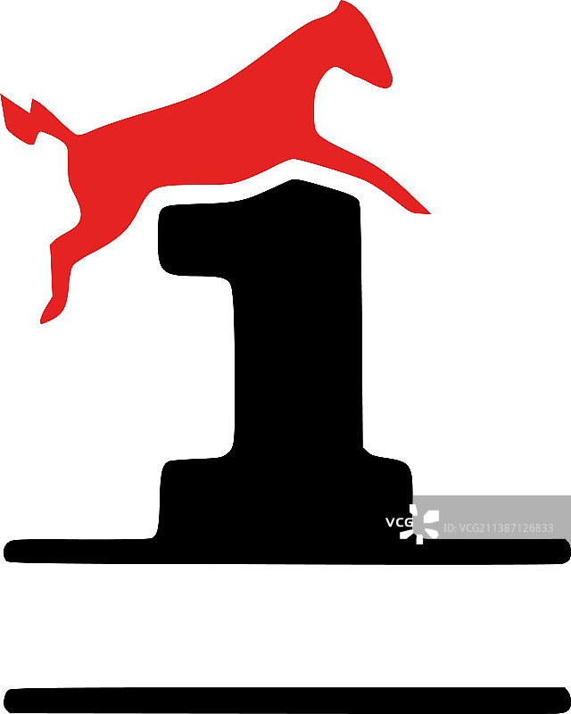 数字1和马个性化首字母组合图片素材