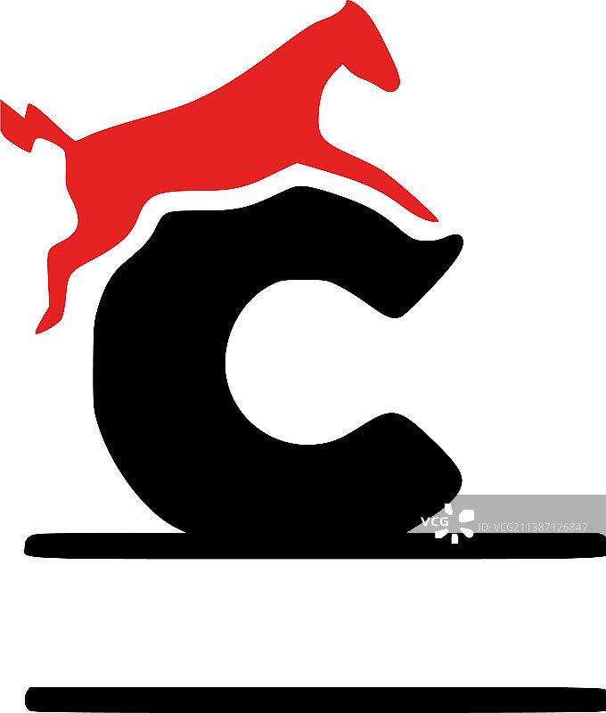 字母C和马的个性化首字母组合图片素材