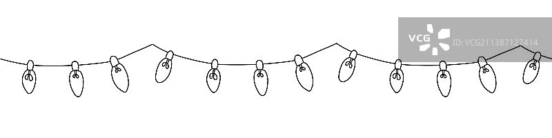 圣诞节日彩灯无缝边框图片素材