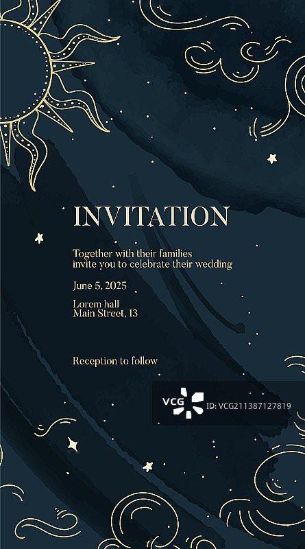 金色太阳月亮天体元素图片素材