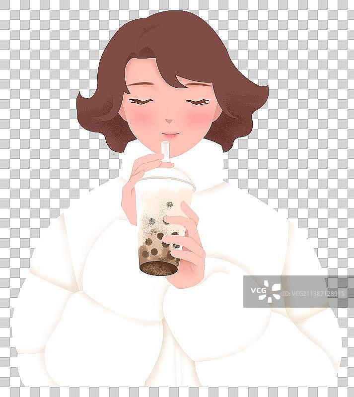 冬季喝奶茶的女孩图片素材