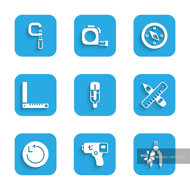 医疗器械：温度计、数字绘图罗盘图片素材