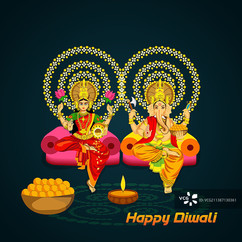 排灯节节日贺卡设计宣传单图片素材