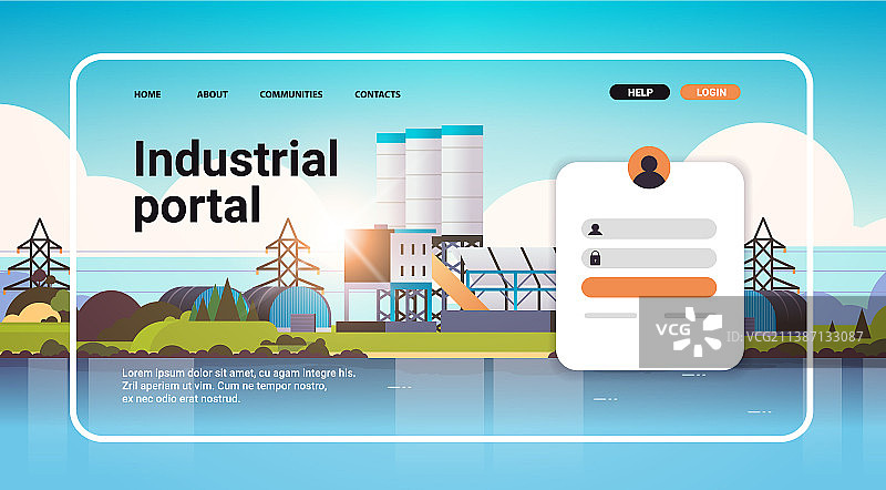 工业门户网站着陆页模板图片素材
