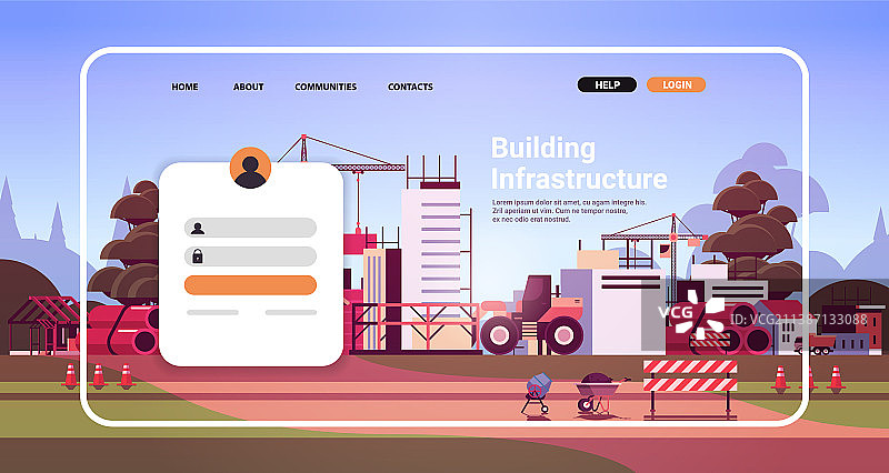 在线建筑基础设施网站着陆页图片素材