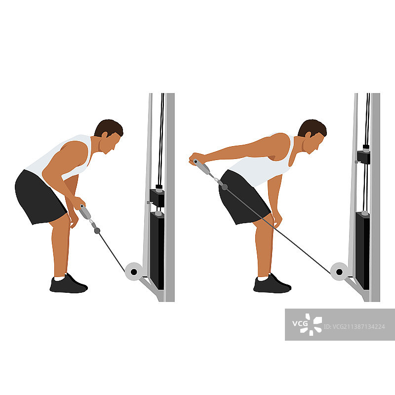 男人做绳索肱三头肌后蹬练习图片素材