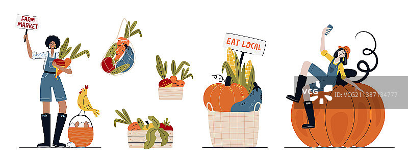 农贸市场丰收节或当地美食概念图片素材