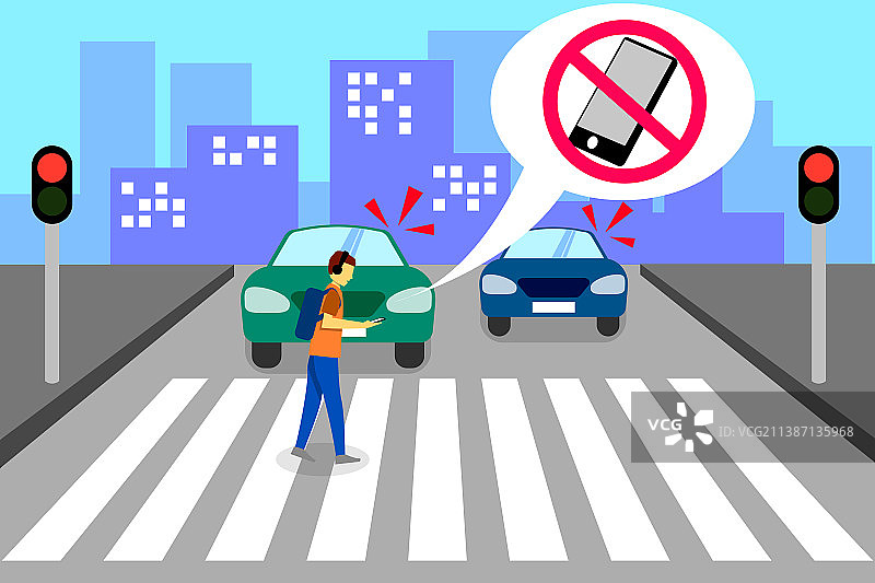 警告：行人正在使用人行横道图片素材