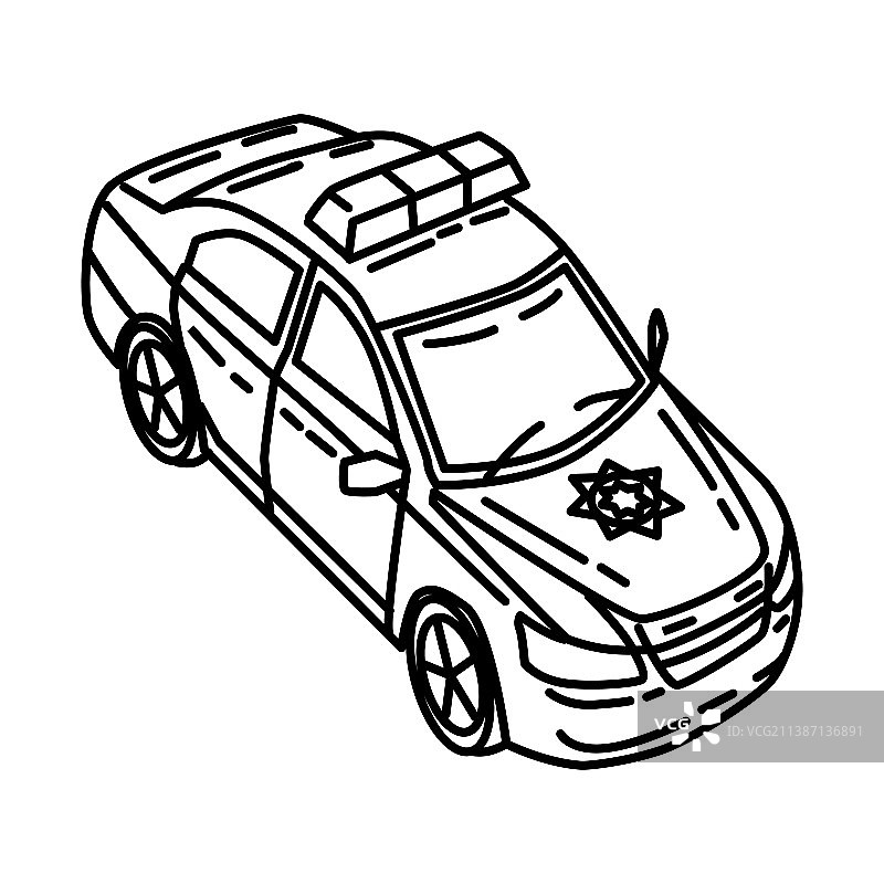 手绘警车图标图片素材