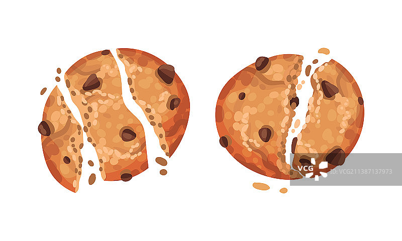 破损的酥脆饼干和燕麦饼干图片素材