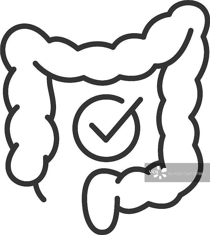 单色健康肠道线性图标图片素材