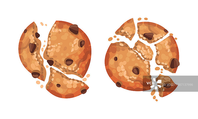 带巧克力碎屑的碎裂酥脆饼干图片素材