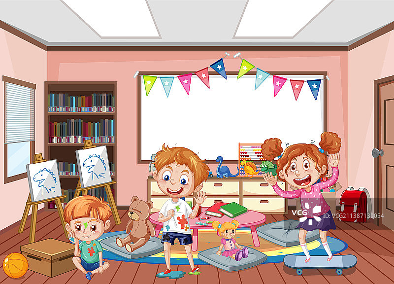 有儿童的幼儿园室内设计图片素材