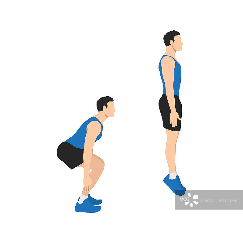 男人做跳跃深蹲运动图片素材