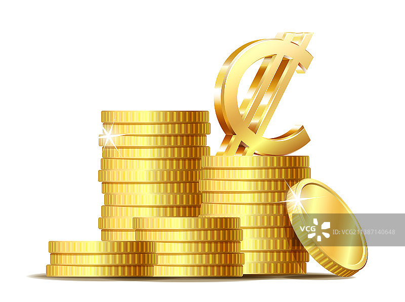 闪亮金色哥斯达黎加硬币堆图片素材