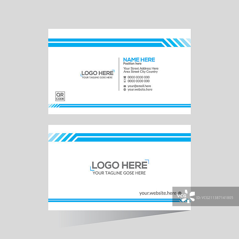 青色双面名片设计图片素材