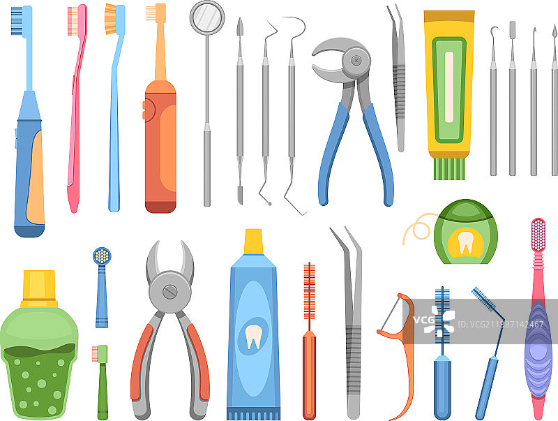 扁平风格口腔诊所牙医工具图片素材