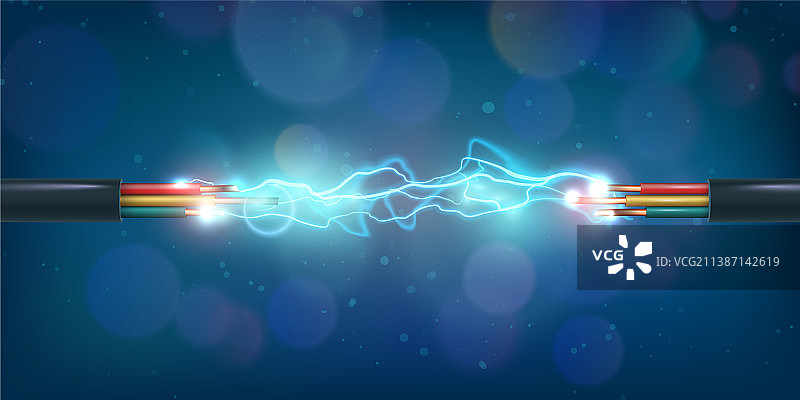 发光的铜制电力电缆连接图片素材