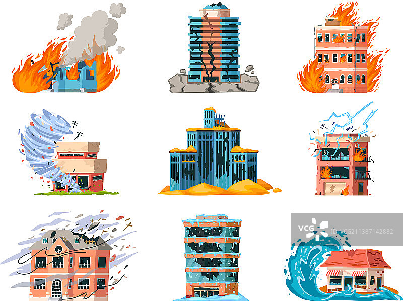 自然灾害破坏城市建筑地震图片素材