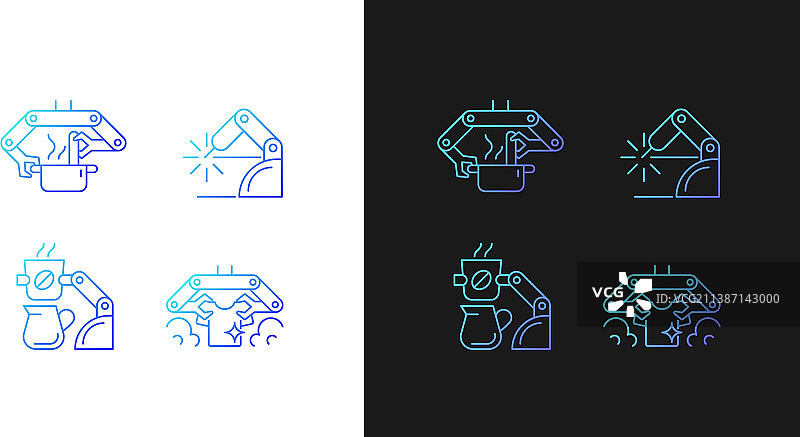 自动化机械设备渐变风格图标集图片素材