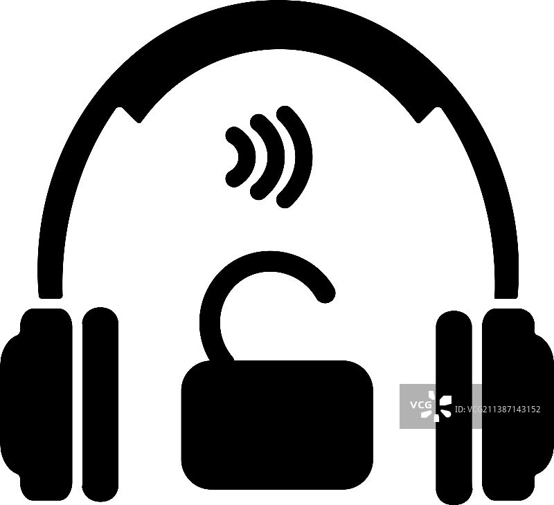 开放式后置耳机黑色标志图标图片素材