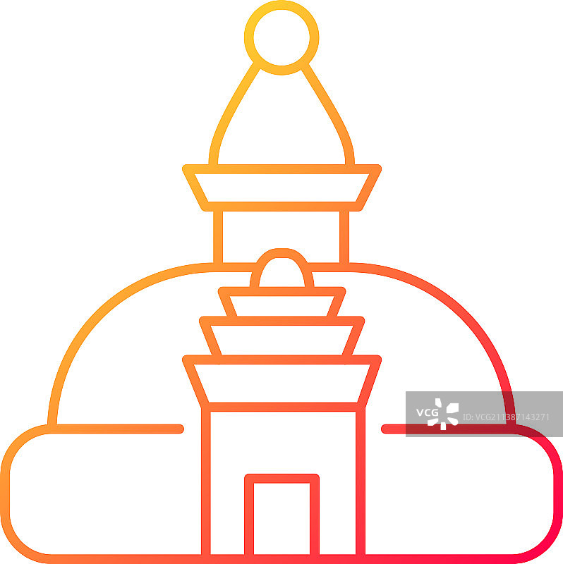 斯瓦扬布纳特佛塔渐变线性图标图片素材