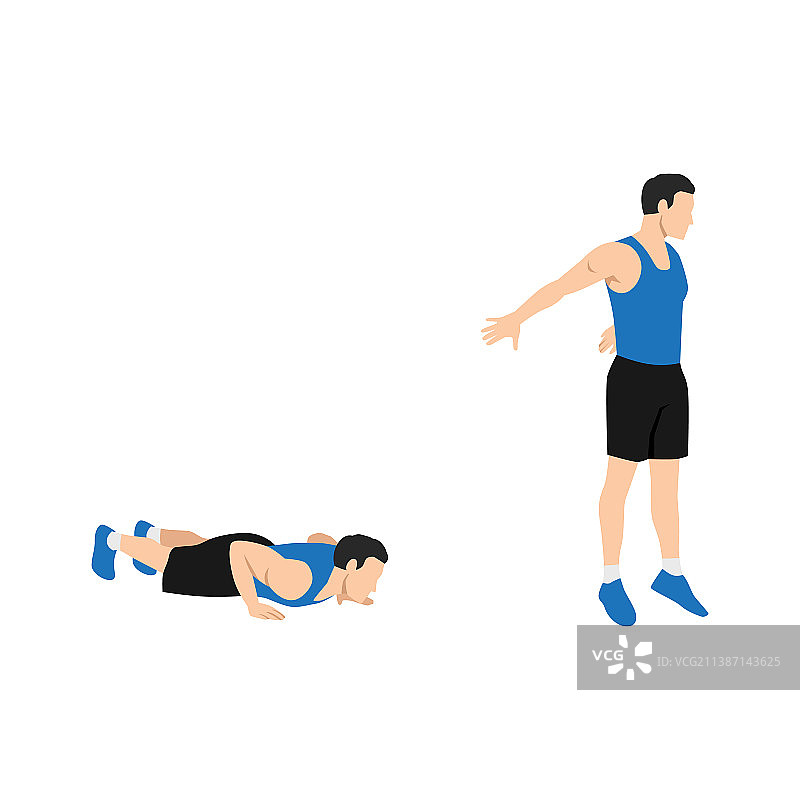 男人做俯卧撑站立 burpee 运动图片素材