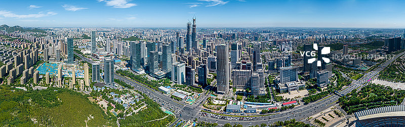 中国山东济南经十路CBD建筑群航拍图片素材