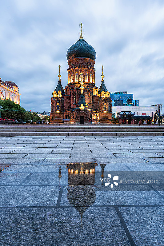 中国哈尔滨索菲亚教堂风光图片素材