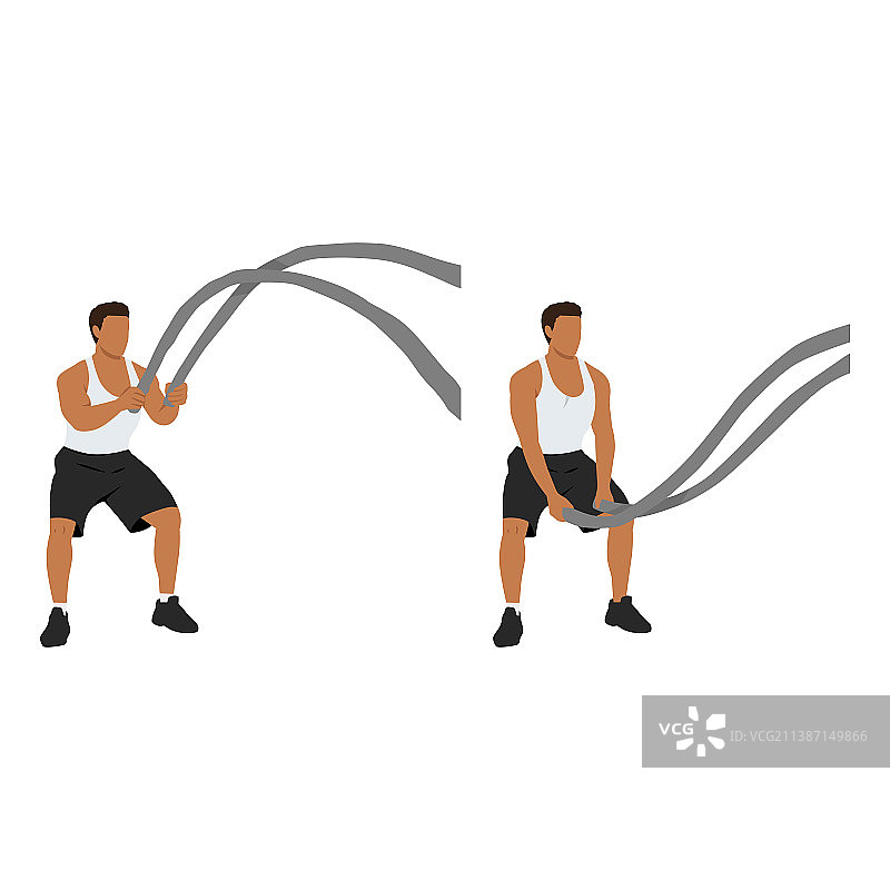 男人做战绳双波训练图片素材