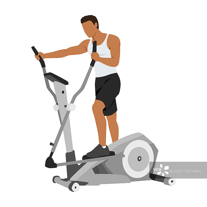 男人在椭圆机上做运动图片素材