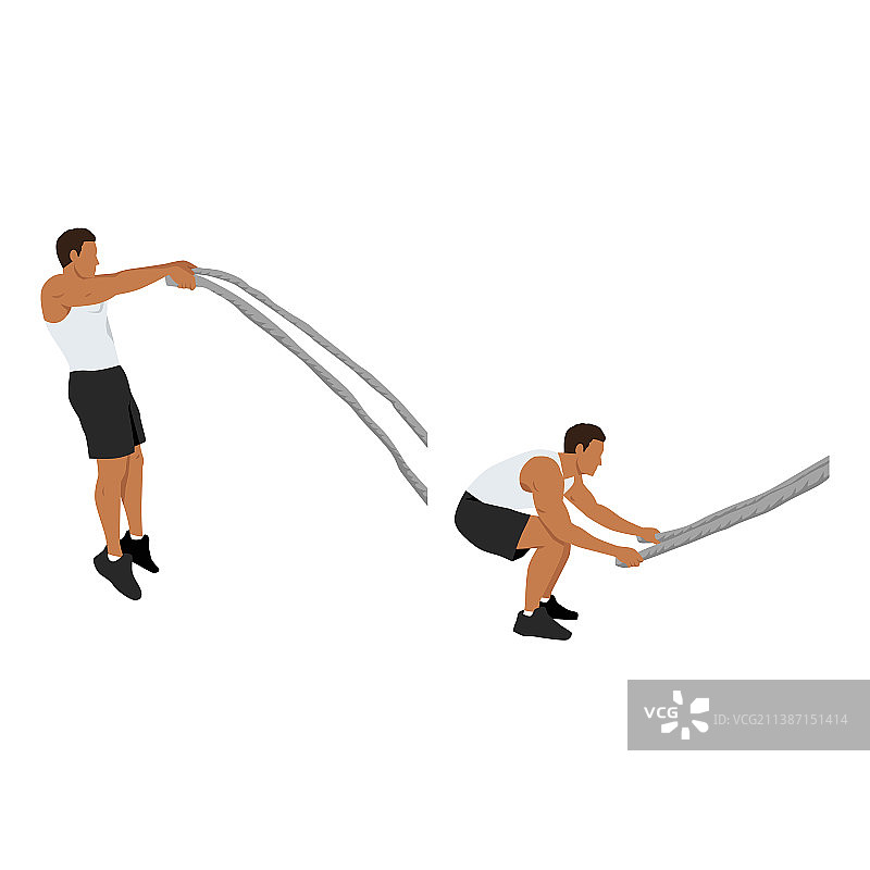 男人做战绳双臂猛击运动图片素材