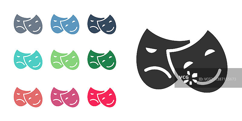 黑色喜剧与悲剧面具图标图片素材