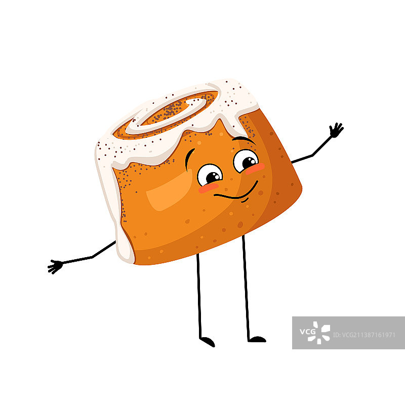 快乐的可爱肉桂糕点面包图片素材