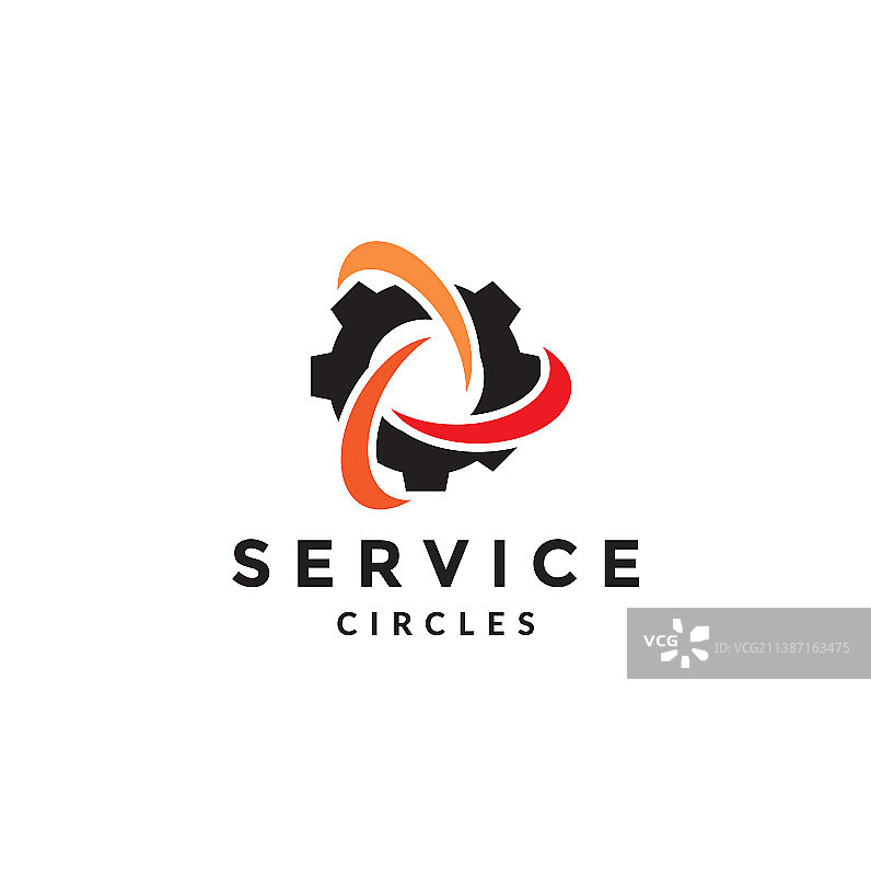 三角形标志的齿轮抽象设计图片素材