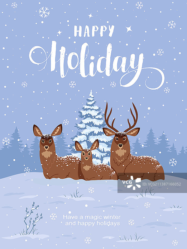 冬日傍晚的鹿图片素材