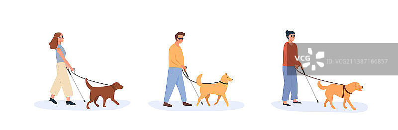 导盲犬与盲人同行图片素材