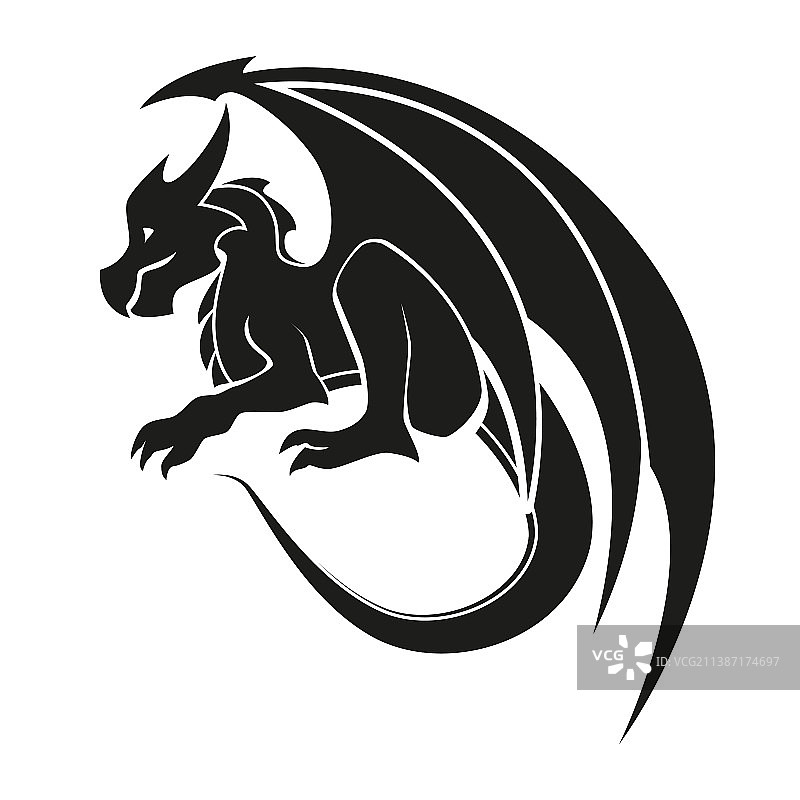 龙符号黑白剪影图片素材