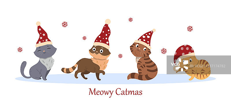 戴着小矮人帽的可爱小猫素材图片素材