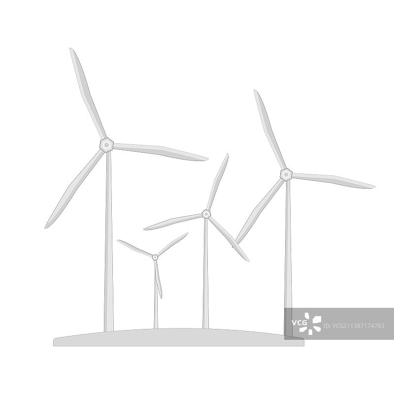 白色背景上的风力涡轮机图片素材