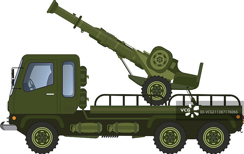 带有军用导弹的卡车，白色背景图片素材