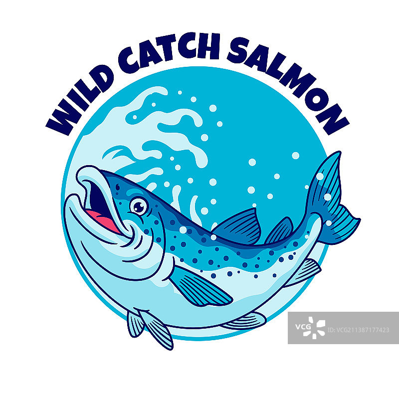 卡通鲑鱼吉祥物logo图片素材