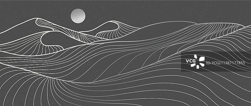 山脉沙漠线条艺术抽象山脉图片素材