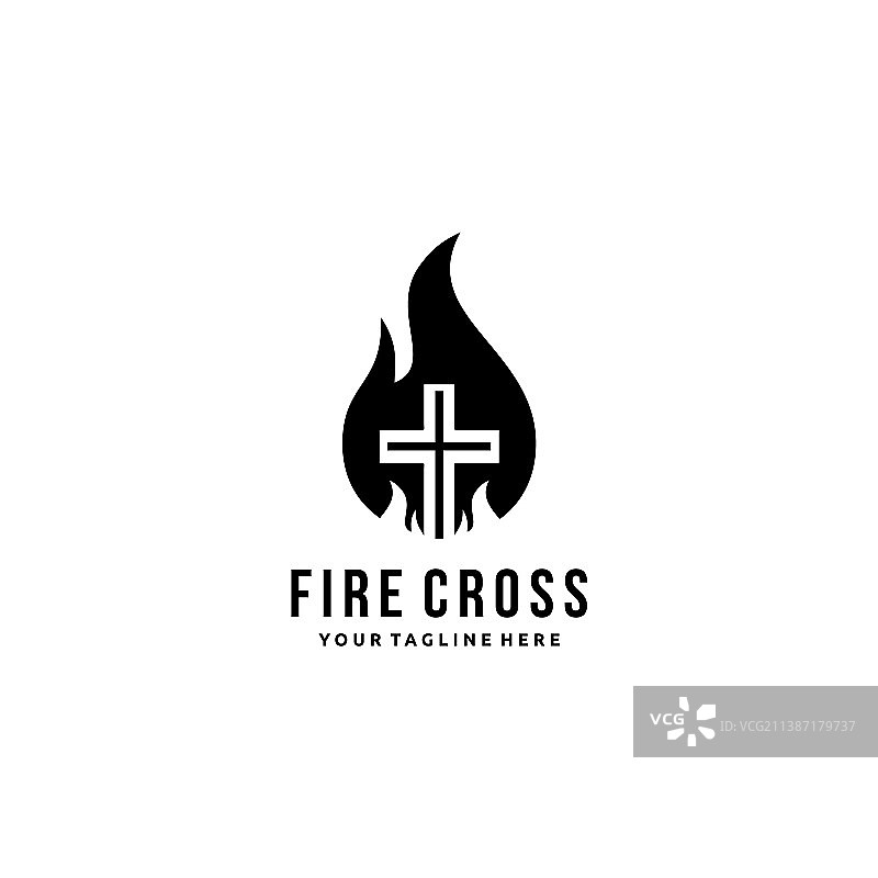 基督教十字架教堂火焰标志图片素材