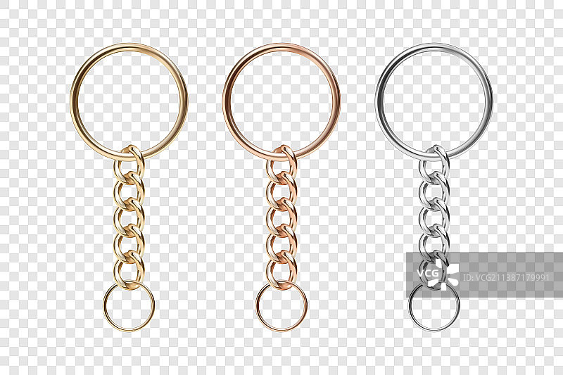 3D逼真金属金银链图片素材