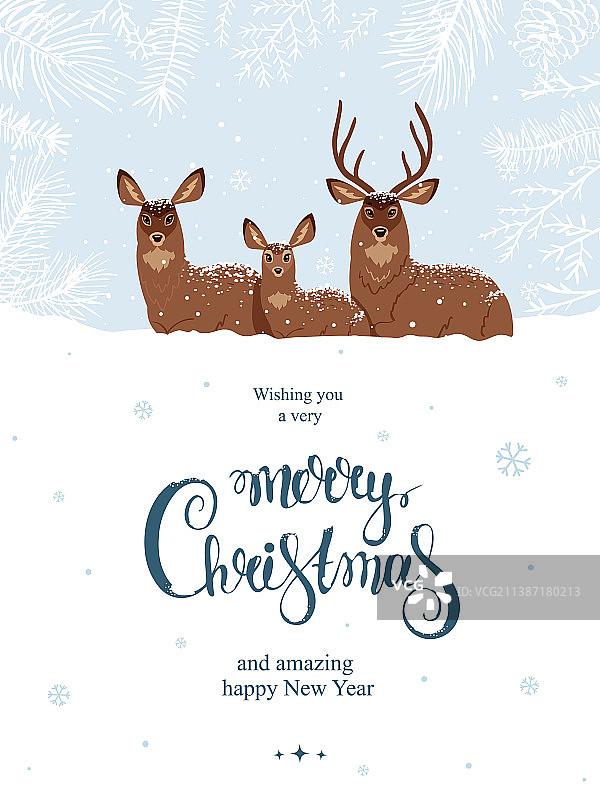 鹿主题贺卡图片素材